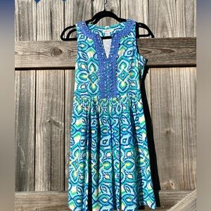 Vineyard Vines Vibrant Blue and Green Sleeveless Dress